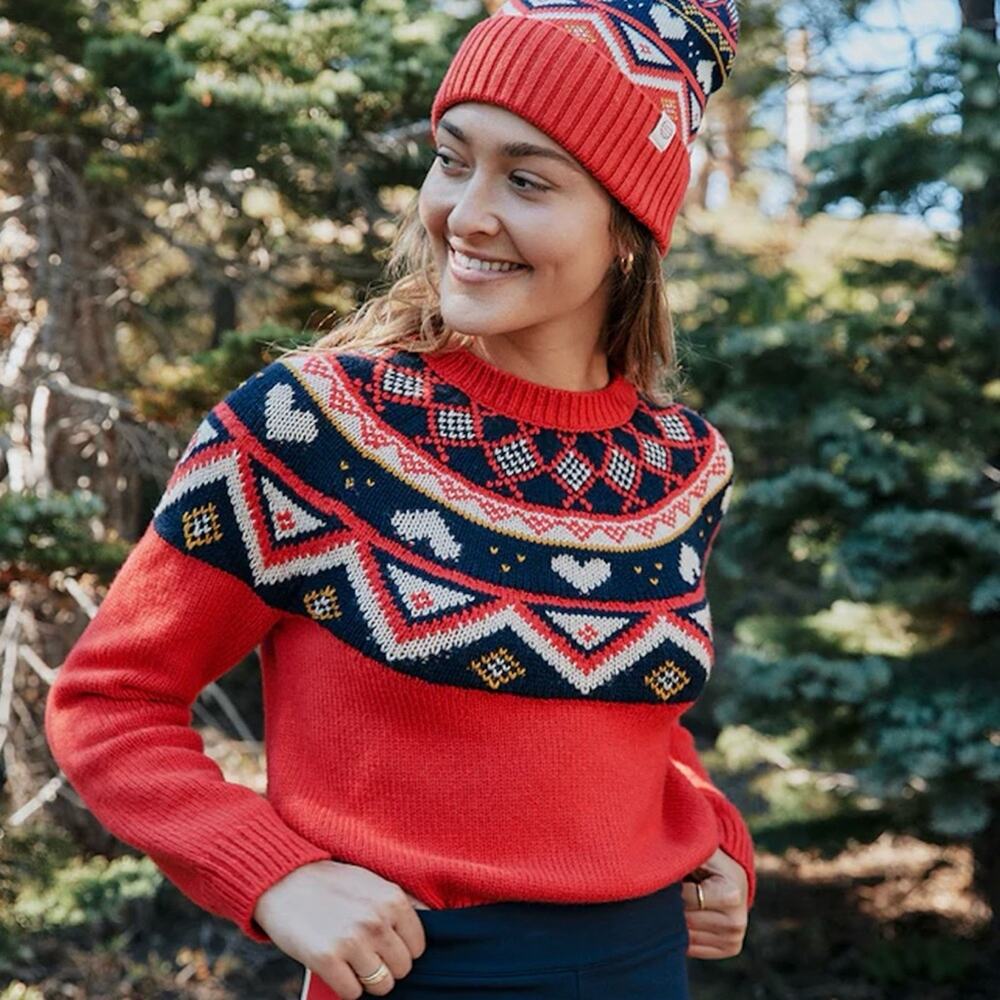 Marine Layer Archive Alpine Knit Sweater in Red Fair Isle Women’s XS $158 - Picture 5 of 9